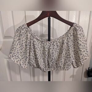 Shein white floral crop top